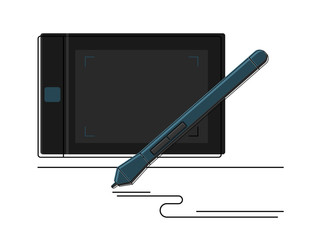 Graphic tablet and and Stylus detailed icon vector graphic illustration