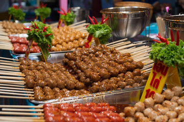 bangkok thailand 4.10.2019 traditional street thai food in market