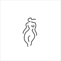 line illustration of a woman silhouette logo design