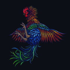 Vector Color Rooster Bird Illustration