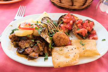Plate with Sicilian specialties