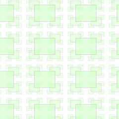 Green square vector seamless pattern on white isolated background. 