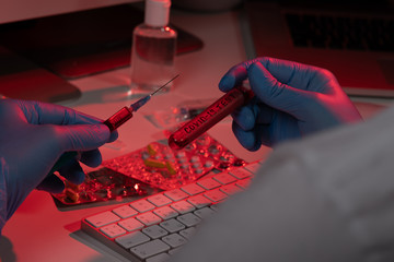 tube test with blood sample for COVID-19 test  coronavirus found in 
