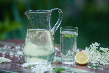 Fresh homemade lemonade with elderberry