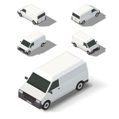 Isometric white delivery van. Cargo minivan on white background. © Stan