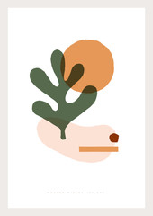 Minimalist shapes in pastel colors. Fashionable composition of abstract shapes vector illustration. Modern art for home decor, greeting cards, invitation. Design element for poster, cover, brochure.