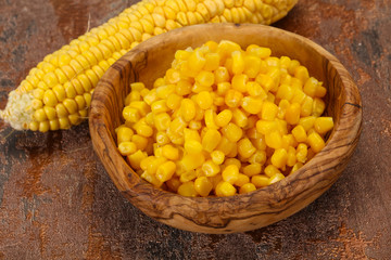 Young corn seeds in the bowl