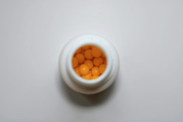 Jar with vitamins C. Top view.