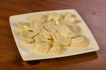 Homemade dumplings with mashed potato