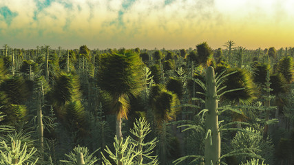 Dinasour forest in big resolution 3d rendering