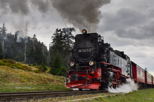 antiguo tren de vapor en un bosque de Alemania