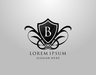 Majestic B Letter Logo. Vintage B Shield Design for Royalty, Restaurant, Automotive, Letter Stamp, Boutique,  Hotel, Heraldic, Jewelry, Wedding.