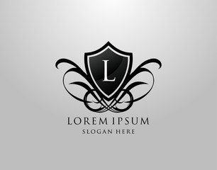 Majestic L Letter Logo. Vintage L Shield Design for Royalty, Restaurant, Automotive, Letter Stamp, Boutique,  Hotel, Heraldic, Jewelry, Wedding.
