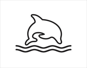 Logo in the style of line art, a stylized dolphin 