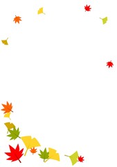カラフルな紅葉と銀杏の葉のフレーム	