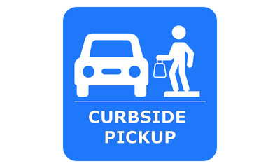 Curbside Pickup illustrated vector clip art sign symbolizing a designated area
