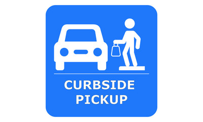 Curbside Pickup illustrated vector clip art sign symbolizing a designated area  © SRP