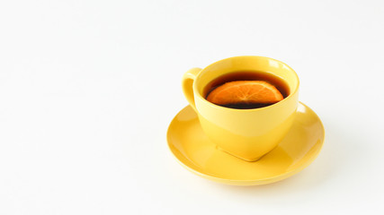 Colorful Cute Beautiful Luxury Yellow Tea and Coffee Porcelain Cup Set Design for Kitchen Utensils in White Background