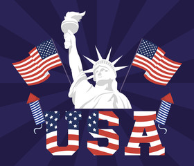 usa independence day with flag and liberty statue © Gstudio