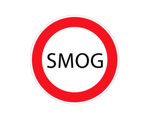 Another ban, smog, road sign, vector icon. Black text at red round with gray contour on white background.