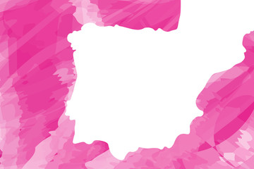 Mapa de la península ibérica en blanco con fondo rosa © jimenezar