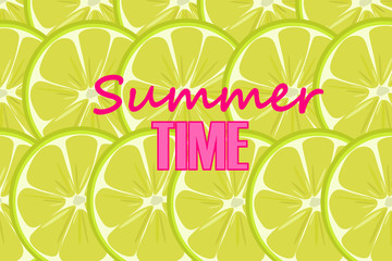 Summer time ilustración con rodajas de lima como fondo 