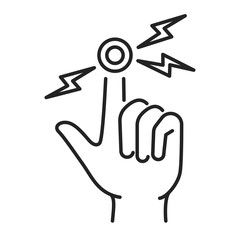 Acute finger pain black line icon. Sprain, injury. Isolated vector element. Outline pictogram for web page, mobile app, promo