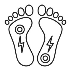 Acute pain foot black line icon. Sprain, injury. Isolated vector element. Outline pictogram for web page, mobile app, promo.
