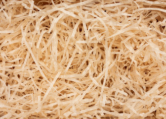 Box with decorative straw or shavings, texture, top view