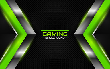 Abstract futuristic black and light green gaming background with modern esport shapes. Vector design template technology concept for element game banner, sport poster, cyber wallpaper theme, website