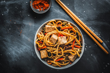 Asian noodles with cheese tofu