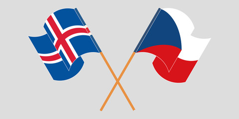 Crossed flags of Iceland and Czech Republic