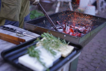 Funken beim Grillen