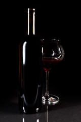 wine bottle and glass