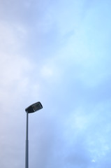 Black lantern lamp post with blurry background