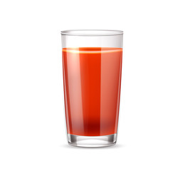 Vector realistic tomato juice in glass 3d