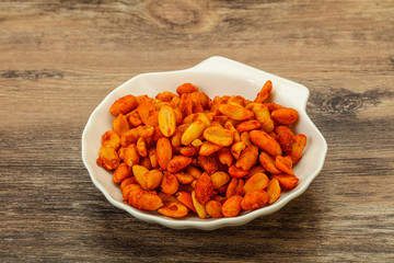 Chili peanut snack in the bowl
