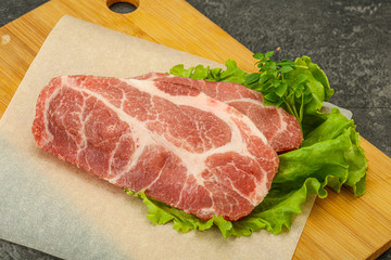 Raw pork meat neck steack