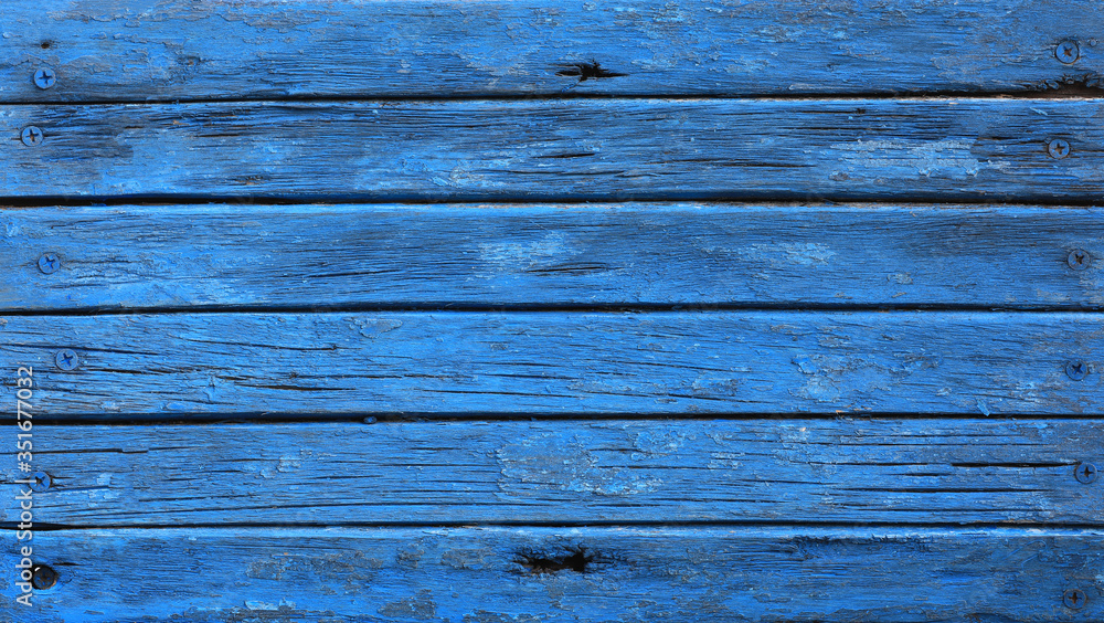 Poster freshly painted blue wood floor