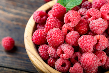 fresh raspberries in a plate