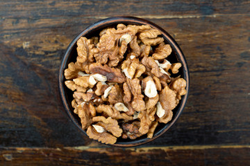 walnut kernels in a plate