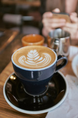 A cup of hot and nice latte in Seoul South Korea