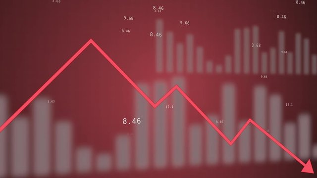 Rapid decline red chart as a symbol of the fall of quotations of the stock market.