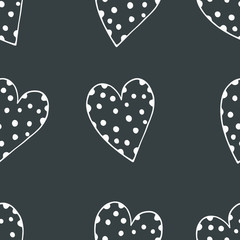 Seamless doodle pattern with hearts. Hand drawn illustration for cards, posters, banners, textile and other design. Valentine's day pattern.