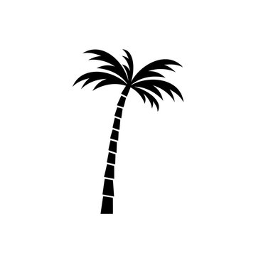 Black Palm tree icon isolated on white background