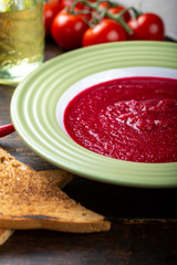 Traditional cold gazpacho soup.