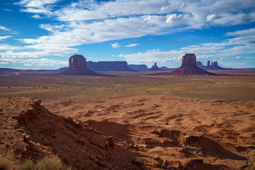 sunset at artists point in monument valley, usa