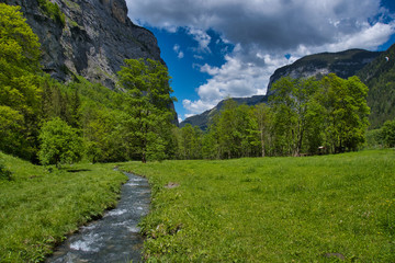 Fototapeta na wymiar majestic landscape at Lauterbrunnen valley, Switzerland