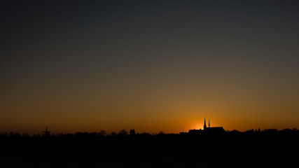 Naklejka premium Sunset view from an village in Megen, Netherlands