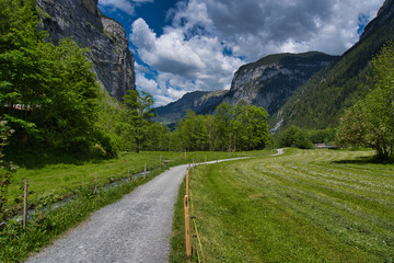 majestic landscape at Lauterbrunnen valley, Switzerland